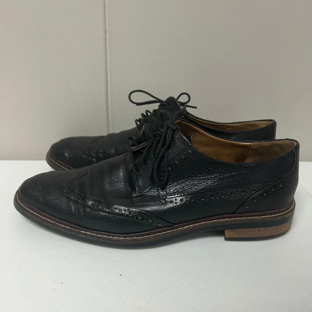 Cole Haan Wingtip Oxford Mens 11M Black Pebbled Leather Brogue C24112